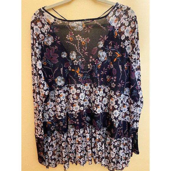 Free People Isabelle Tiered Floral V-Neck Tunic Top - Picture 4 of 6
